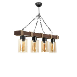 Suspension filaire 4 lampes bois et métal SAPHIA, Concept Usine