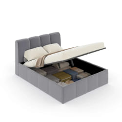 Lit nuage coffre 140x190cm velours gris BALTIMORE, Concept Usine - 140 x 190 cm
