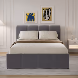 Lit nuage coffre 160x200cm velours gris BALTIMORE, Concept Usine - 160 x 200 cm