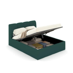 Lit nuage coffre 140x190cm velours vert BALTIMORE, Concept Usine - 140 x 190 cm