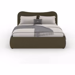 Lit coffre 140x190cm design arrondi velours côtelé vert Lignes douces, finition soignée et style affirmé : ce lit coffre 140x ...