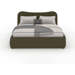 Lit coffre 140x190cm design arrondi velours côtelé vert plano