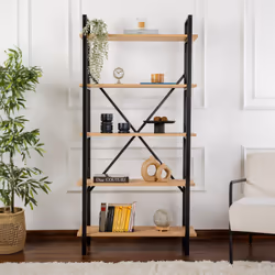 ELYSIAN -Etagère moderne 5 espaces de rangement bois et métal 180cm ELYSIAN, Concept Usine