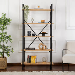 ELYSIAN -Etagère moderne 5 espaces de rangement bois et métal 180cm ELYSIAN, Concept Usine