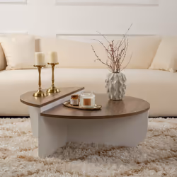 Table basse ronde duo effet travertin 90cm XYN, Concept Usine
