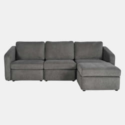 Canapé modulable 3 places gris foncé avec pouf KONEKT, Concept Usine