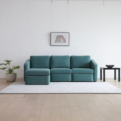 Canapé modulable 3 places bleu avec pouf KONEKT, Concept Usine