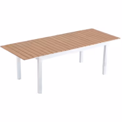 Table extensible de jardin 8 places en aluminium et bois Avec son design élégant mêlant structure en aluminium blanc et plate ...