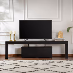 Meuble TV avec placards bois noir 180cm BASI, Concept Usine