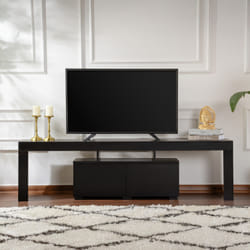 Meuble TV avec placards bois noir 180cm BASI, Concept Usine
