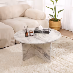 Table basse ronde effet marbre freesia 80x80cm VINU, Concept Usine