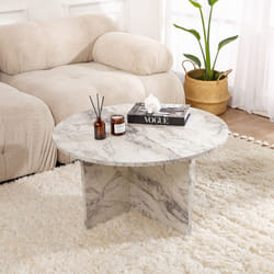 Table basse ronde effet marbre freesia 80x80cm VINU, Concept Usine