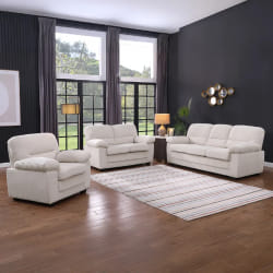 Ensemble canapé 3 places + 2 places + fauteuil en velours côtelé beige LINCOLN