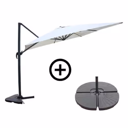 Ensemble parasol écru 3x4m et 4 dalles à lester CESARE, Concept Usine