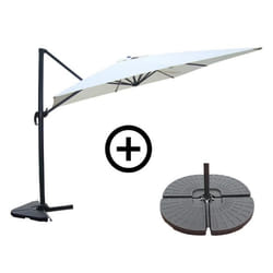 Ensemble parasol écru 3x4m et 4 dalles à lester CESARE, Concept Usine