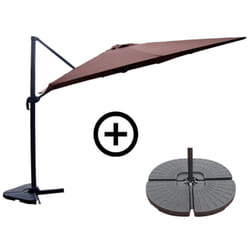 Concept-usine - bundle - Ensemble parasol cesare marron 3x4m et 4 dalles à lester