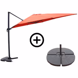 Ensemble parasol CESARE terracotta et 4 dalles à lester L'été arrive et avec lui, l'envie de profiter du soleil sans en subir ...
