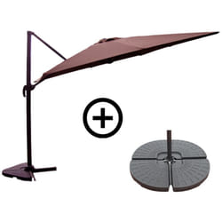Ensemble parasol  marron 3x3m et 4 dalles à lester PALATINO, Concept Usine