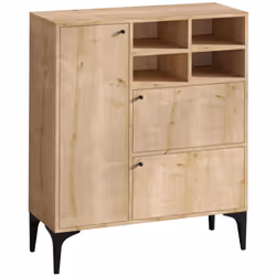 Buffet haut 3 portes et 4 niches couleur chêne 100x125cm EWA, Concept Usine