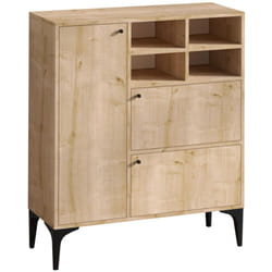 Buffet haut 3 portes et 4 niches couleur chêne 100x125cm EWA, Concept Usine