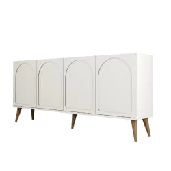 Buffet 4 portes design arrondi crème 180x81cm LISTER, Concept Usine