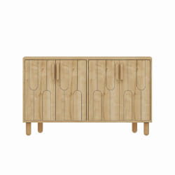 Buffet 4 portes aspect bois design graphique120x73cm VINCI