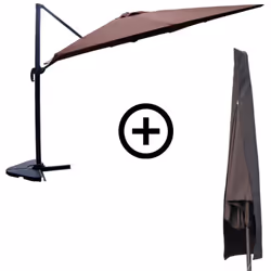 Bundle parasol rectangulaire 3x4m déporté rotatif marron en aluminium + housse Avec cet ensemble composé d'un parasol déporté ...