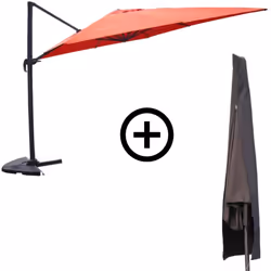 Bundle parasol rectangulaire 3x4m déporté rotatif terracotta en aluminium + housse Transformez votre terrasse en un coin d'om ...
