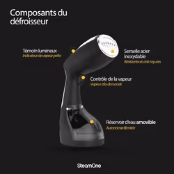 SteamOne S-Travel Défroisseur vapeur portatif 0,26 L 140 W Noir, Chrome