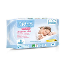 Tidoo Lingettes sans parfum au calendula bio X58