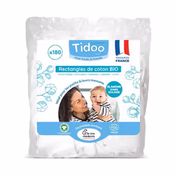 Tidoo Family Pads Rectangle de Coton Bio 180 unités