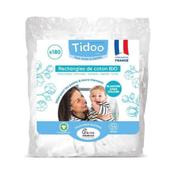 Tidoo Family Pads Rectangle de Coton Bio 180 unités