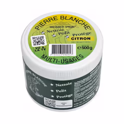 Description commerciale La Pierre Blanche est un nettoyant surpuissant 100 % Naturel et Biodégradable. Elle nettoie, polit et ...