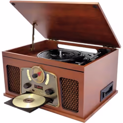 INOVALLEY RETRO10E-BTH-N - Chaine Hi-fi retro - Connectivite bluetooth, USB, Vinyles, CD, K7 audio, Radio FM, Aux-In - Bois v ...