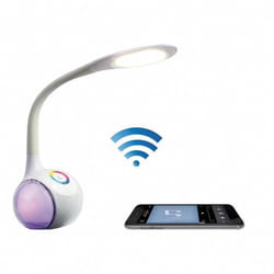 Lampe LED - INOVALLEY - Haut-parleur Bluetooth - Micro intégré - 5W - 50 x 14 x 11 cm - Blanc