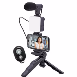 Kit vlogging avec lampe micro trépied télécommande et pince pour smartphone