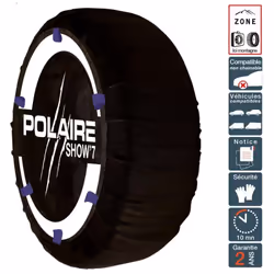 Chaussette neige ajustée au plus près du pneu dont la bande roulement en tissu haute résistance est d'une seule partie en con ...