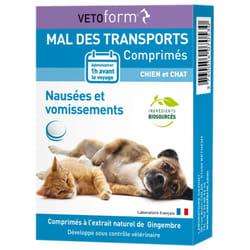 Vetoform Mal des Transports Comprimés Chien et Chat 30 Comprimés