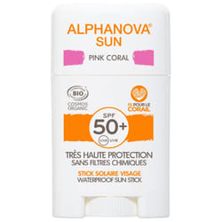 Alphanova Sun Stick Solaire Pink Coral Visage SPF50+ Bio 12 g