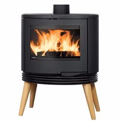 Supra KYO, Pose libre, Noir, Fonte, Bois de chauffage, Briquettes de bois, 77%, 2,9 kg/h