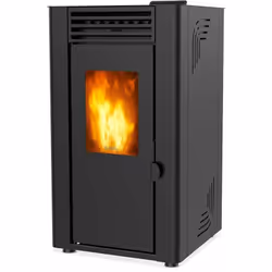 Poêle à granulés non étanche vertical Orphée 8 noir séduit par ses performances optimales, idéales pour un confort de vie opt ...