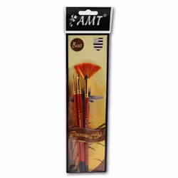 Lot De 3 Pinceaux DArt - Éventail N°4 - Rond N°0 - Plat N°0 - Amt
