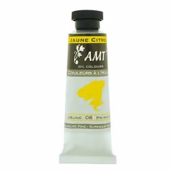 Peinture à lhuile fine en tube jaune citron 45ml - Amt