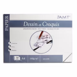 Bloc Dessin Et Croquis - A4 - 30 Feuilles - 150G/M2- Amt