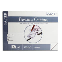 Bloc Dessin Et Croquis - A4 - 30 Feuilles - 150G/M2- Amt