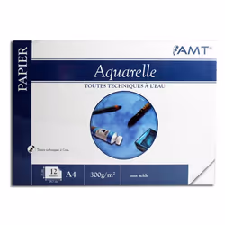 Bloc - Aquarelle - A4 - 12 Feuilles - 300G/M2- Amt