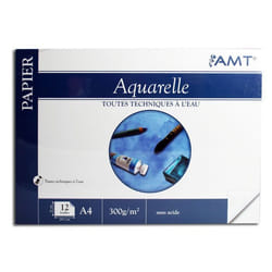 Bloc - Aquarelle - A4 - 12 Feuilles - 300G/M2- Amt