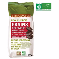 ETHIQUABLE Café en grains Colombie Bio - 500g