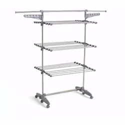 Étendoir à linge multifonction grande capacité, entièrement modulable, pratique grâce à ses portes cintres intégrés ! étendez ...