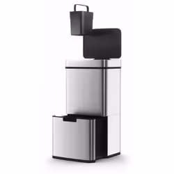 Poubelle de cuisine automatique tri sélectif rectangulaire avec cerclage Capacité 75L modèle NARVIK en acier Inoxydable Finit ...